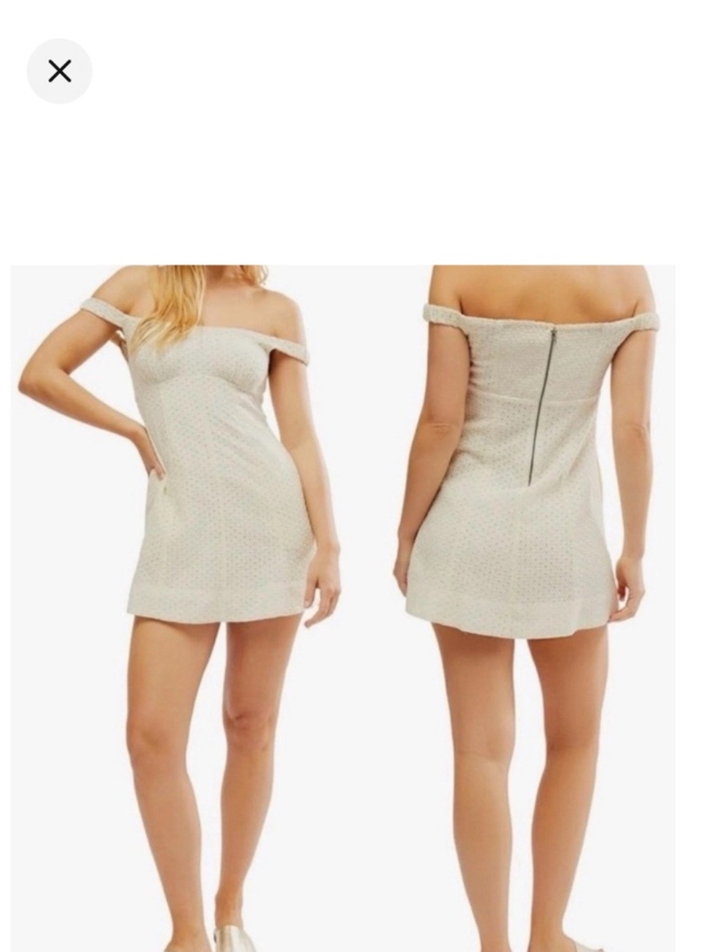 Free People Off-Shoulder Mini Dress in Cream